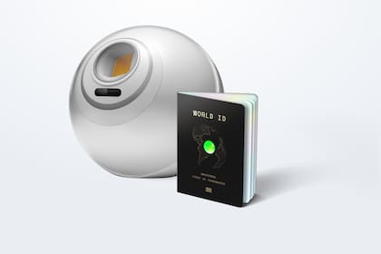 El Orb de Worldcoin con Pasaporte de World ID. (Photo: Business Wire)