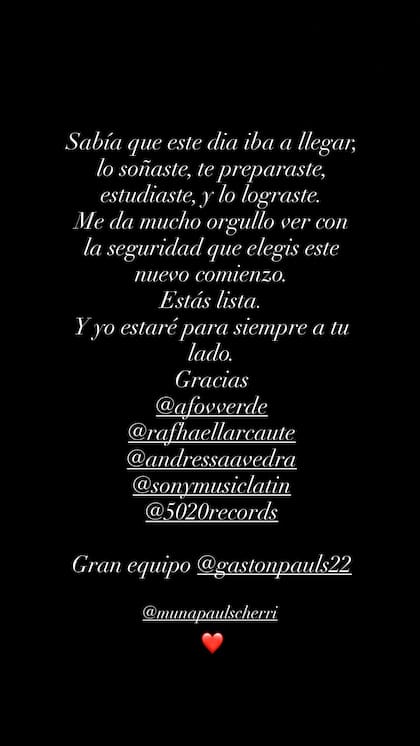 El orgullo de Agustina Cherri por el logro profesional de su hija Muna