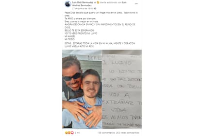 El padre del joven publicó una conmovedora carta en las redes sociales para despedir a su hijo