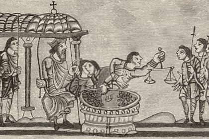 El pago de impuestos, como ilustra este antiguo dibujo británico, se remonta 5000 años atrás