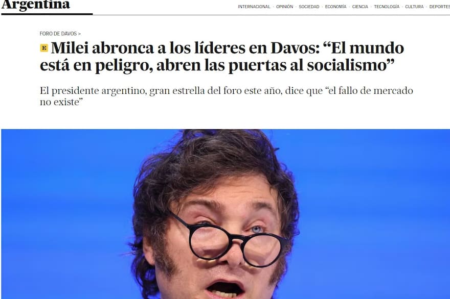 “Abronca a los líderes”: así reflejaron los diarios internacionales el discurso de Milei en el Foro Económico de Davos