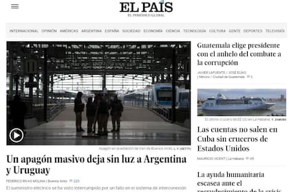 El País, de España, informa del apagón masivo por un fallo en el sistema de interconexión