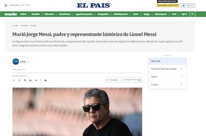 El País de Uruguay informó sobre la muerte de Jorge Messi (Foto: Captura)
