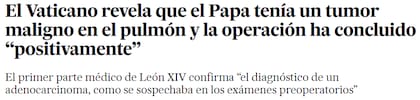 El País detalló sobre la operación del Papa