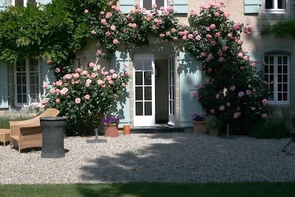 El paisajismo de la casa tiene rosales, las flores favoritas de la actriz y alguno de ellos se los regaló la marca de moda de lujo Givenchy