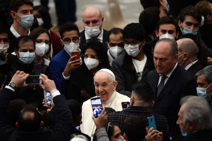 El Papa, durante la audiencia navideña con los empleados del Vaticano