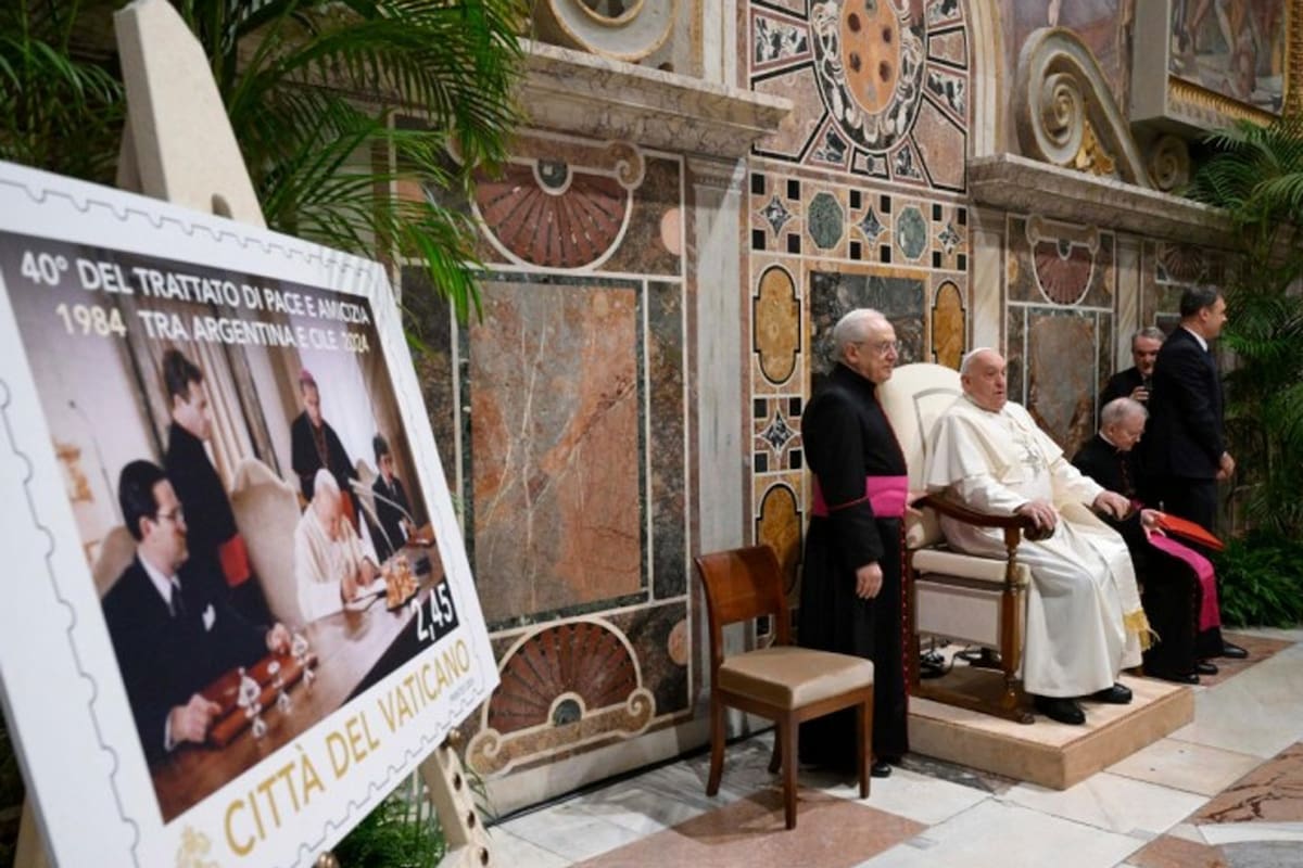 El Papa Francisco durante el acto en conmemoración del tratado de paz entre Argentina y Chile