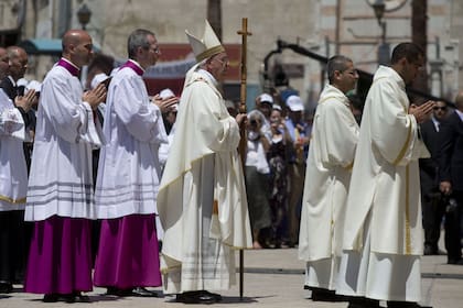 El papa Francisco en Belén, durante una visita a Medio Oriente en 2020