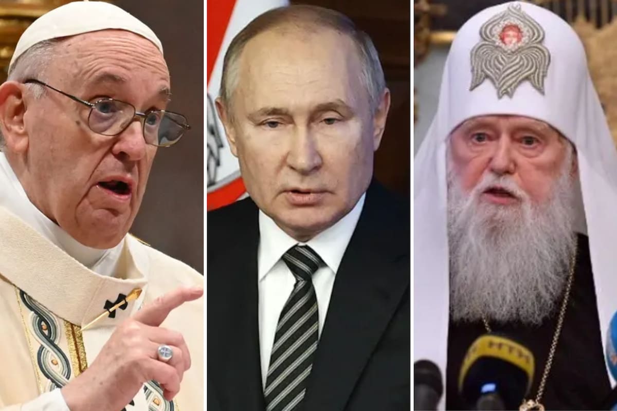El papa Francisco, Vladimir Putin y Cirilo, el patriarca de la Iglesia ortodoxa rusa