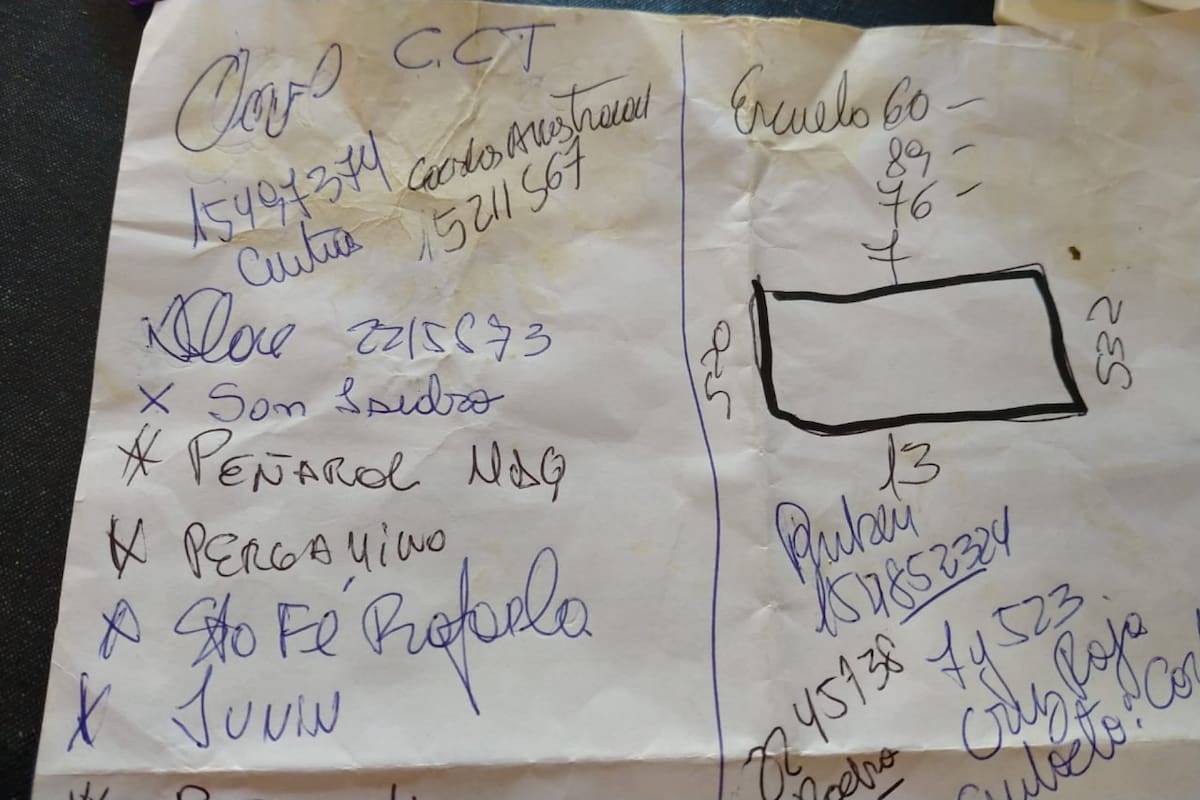 El papel donde Pablo Pérez anotó de donde provenía la mercadería que les enviaban en las inundaciones de 2013. Cuando lo encontró, se puso en marcha para responder con la misma generosidad