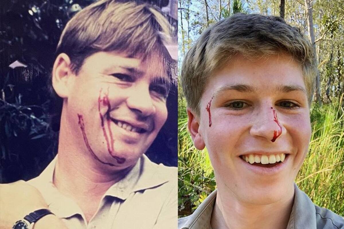El parecido de Steve Irwin y su hijo no es sólo físico, Robert heredó su pasión por los animales