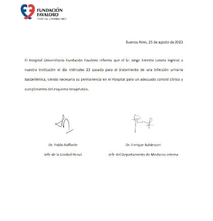 El parte que se conoció este viernes.