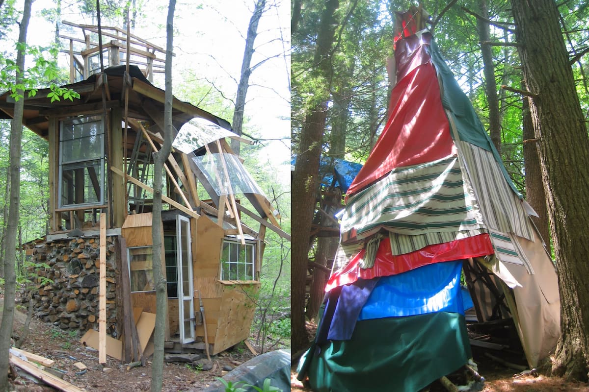 El particular espacio consta de 30 casas hechas con materiales reciclados por Matt Bua, de 53 años, un artista de instalaciones que creó b-Home Studio