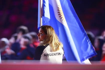 El particular maquillaje de Delfina Pignatiello durante la ceremonia de cierre de Lima 2019