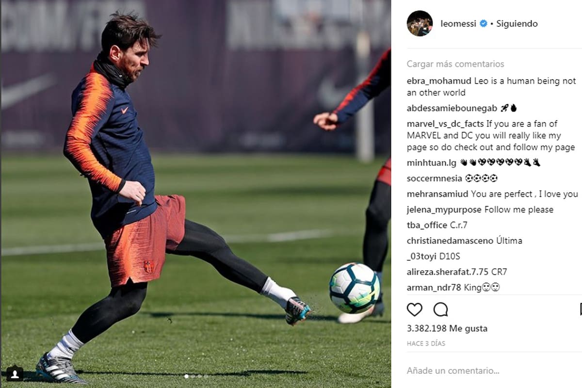 El particular movimiento de la pierna izquierda de Messi en el entrenamiento