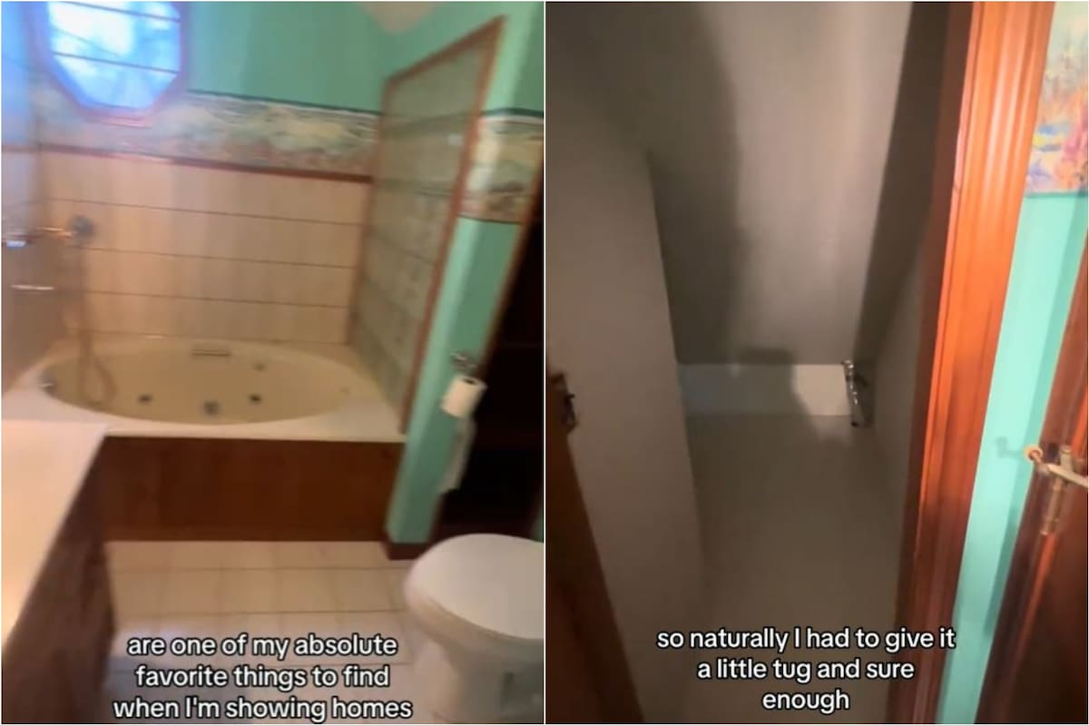 El pasadizo secreto que encontró una agente inmobiliario en el baño de una casa