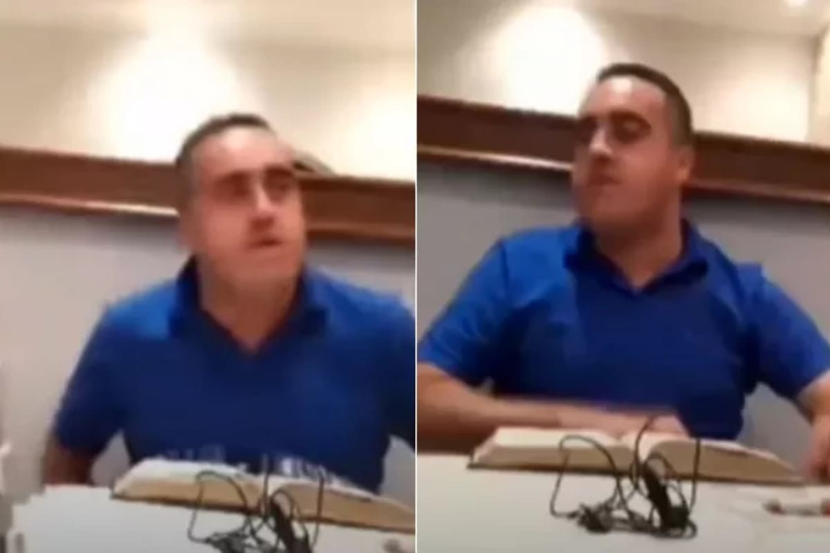 El pastor brasileño tuvo una violenta reacción y agredió verbalmente a su esposa en una vivo