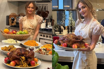 El pavo fue el protagonista de la mesa de Thanksgiving de Jennifer López, pero un detalle de un símbolo latino capturó la atención