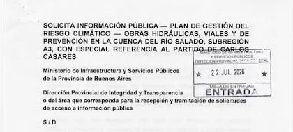 El pedido de información presentado el 22 de julio ante el Ministerio de Infraestructura bonaerense