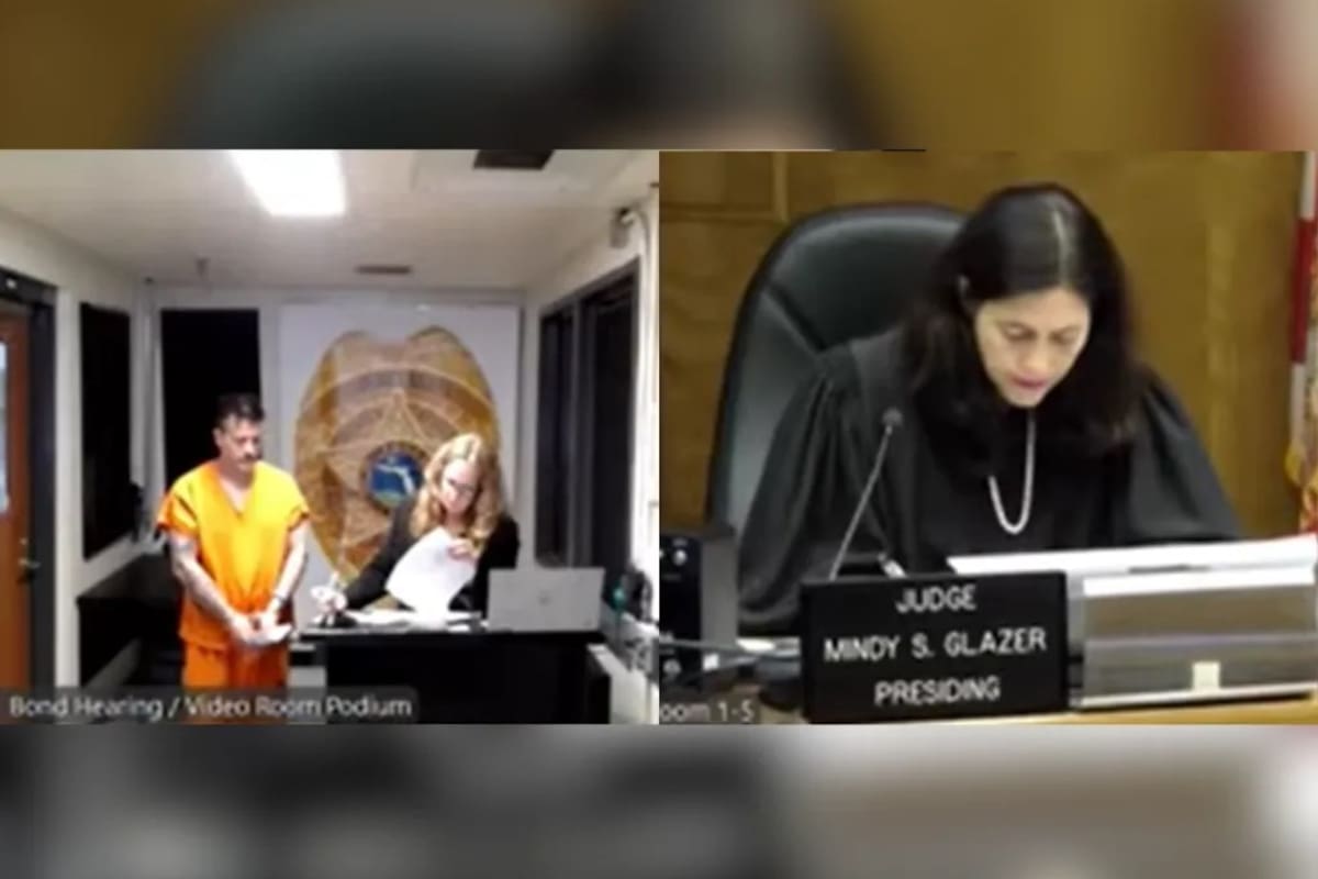 El peluquero Diego Xiccato, uno de los cinco mendocinos detenidos en Miami, y la jueza Mindy Glazer, que hace diez años fue noticia por un video viral