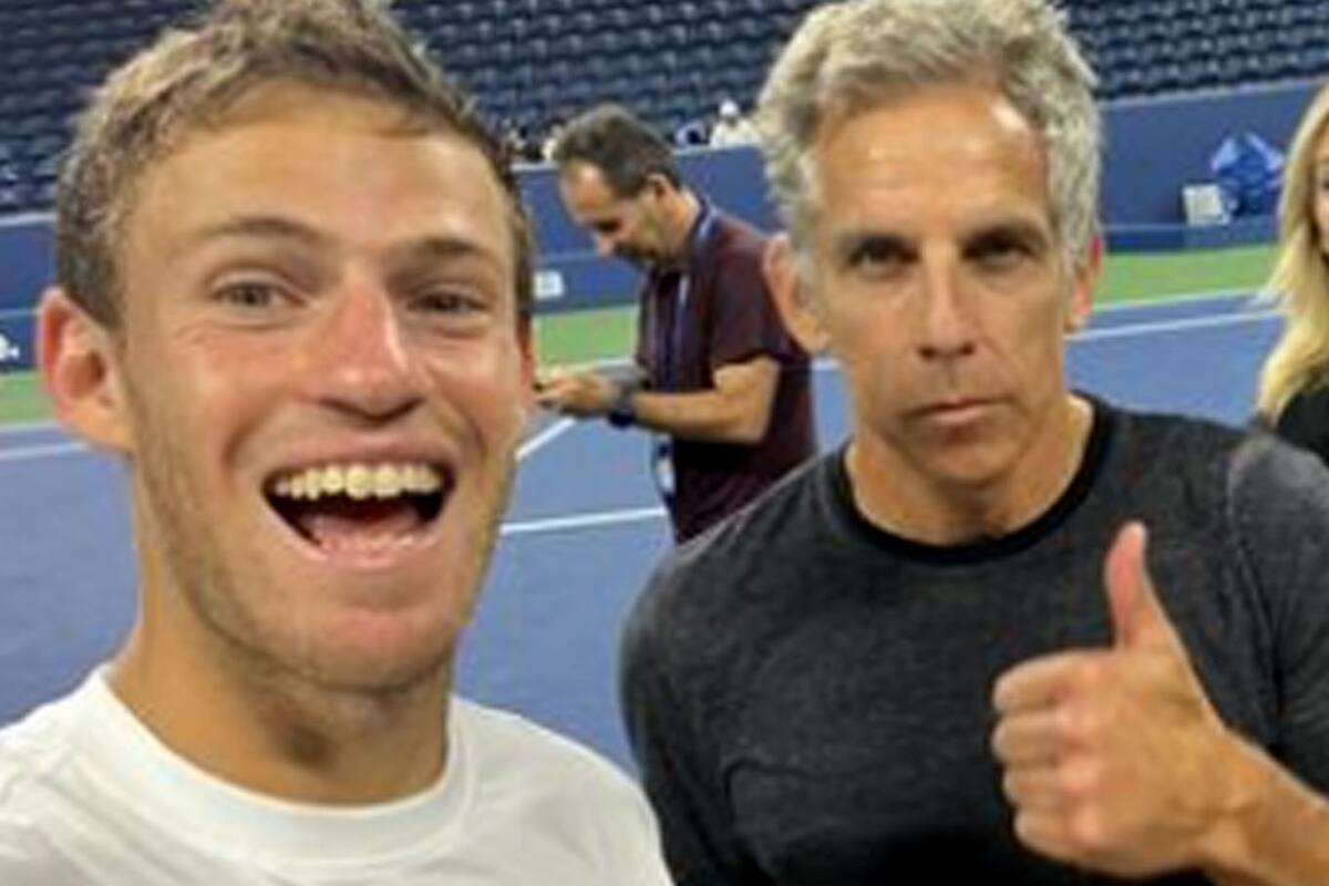 El Peque Diego Schwartzman junto a Ben Stiller en el US Open