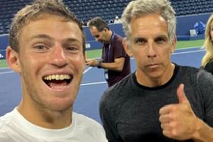 El Peque Diego Schwartzman junto a Ben Stiller en el US Open