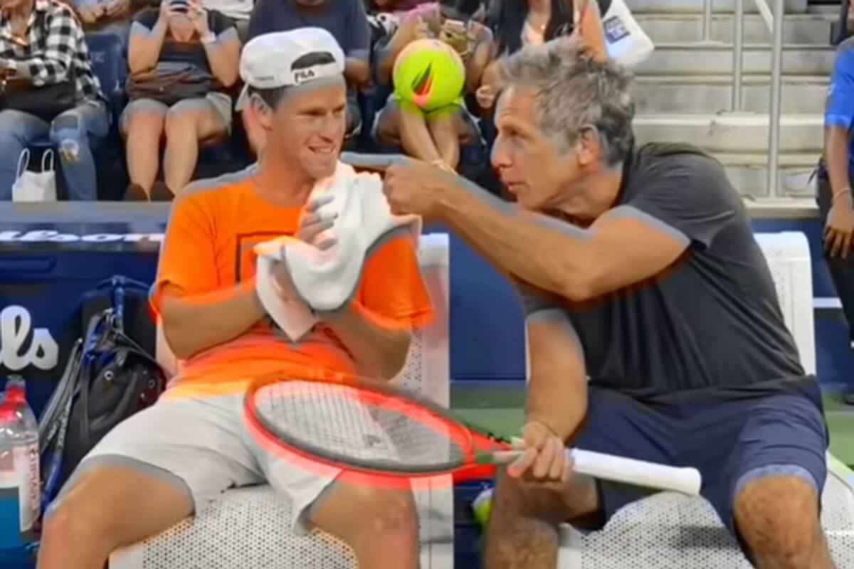 El Peque Diego Schwartzman junto a Ben Stiller en el US Open