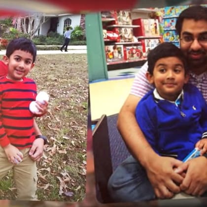 El pequeño junto a su padre, quien lo buscó durante siete años