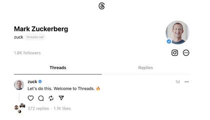 El perfil de Mark Zuckerberg en Threads