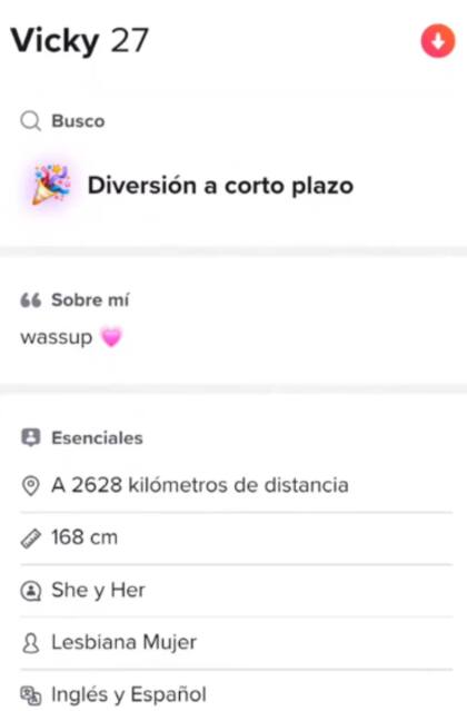 El perfil de Tinder de la artista (Foto: TikTok @mikurita_gt)