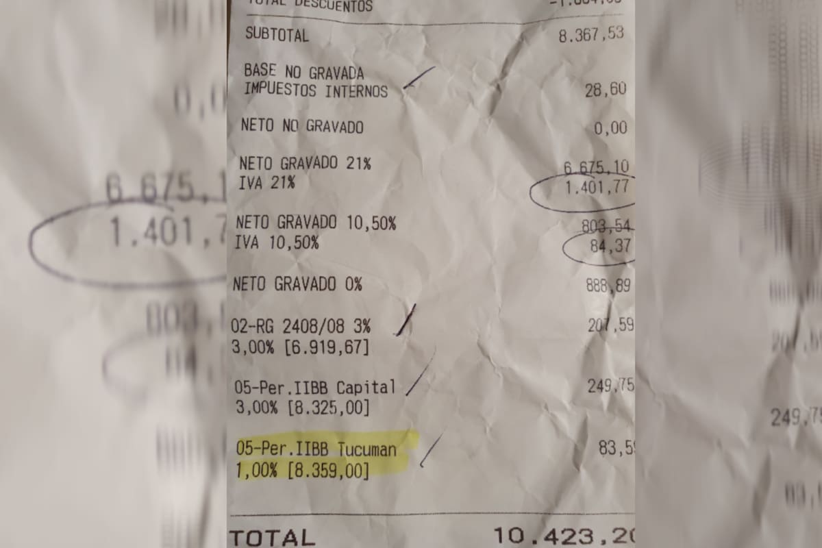 El periodista compartió el ticket de un supermercado de Palermo que cobra impuestos, incluso, de Tucumán