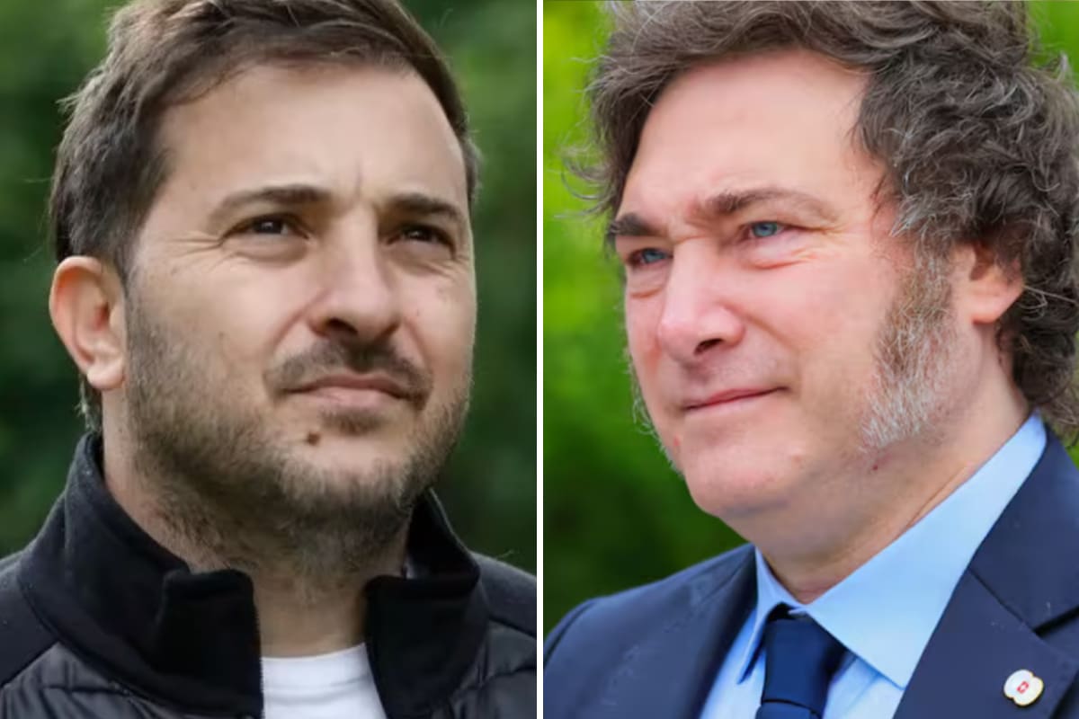 El periodista Diego Brancatelli junto al presidente Javier Milei