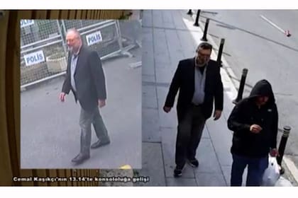 Jamal Khashoggi y el hombre vestido como él... excepto por los zapatos