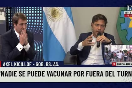 El periodista y el mandatario bonaerense tuvieron un picante intercambio sobre el tema de las personas que se vacunaron por fuera del calenario oficial en la provincia de Buenos Aires