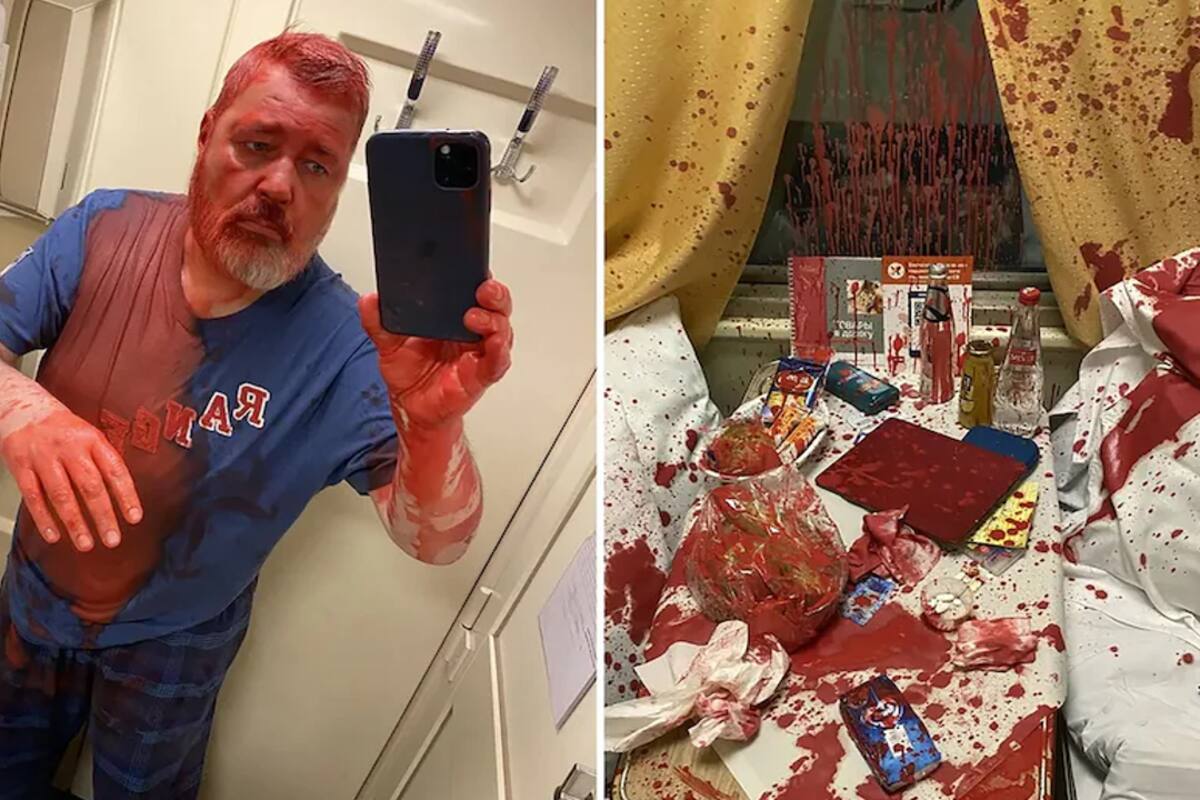 El periodista y Premio Nobel Dmitry Muratov, tras el ataque