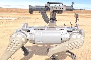 Así son los nuevos perros robot del ejército chino: llevan un fusil en el lomo