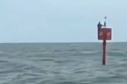 El pescador fue encontrado subido en una boya de señalización, dos días después de caer por la borda de su embarcación (Foto: Twitter/@Disangermano)
