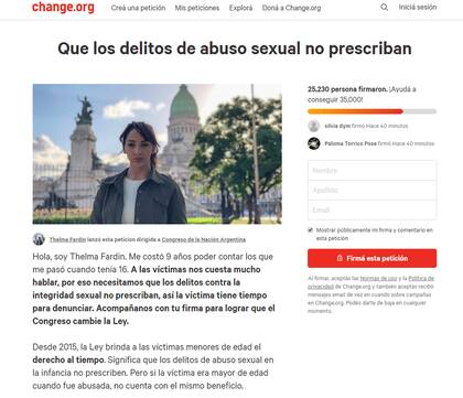 El petitorio de Thelma Fardin para que los delitos de abuso sexual no prescriban
