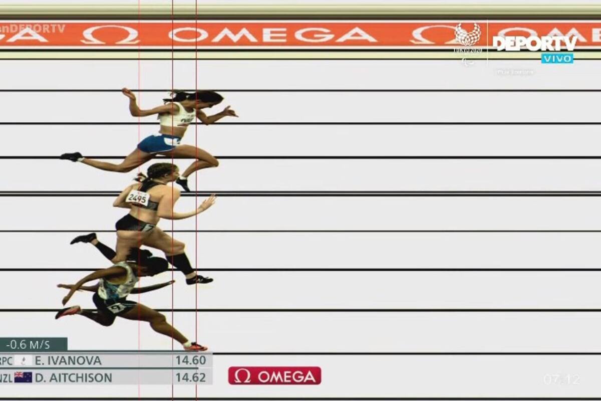 El photofinish de la carrera de Yanina Martínez en los 100 metros T36