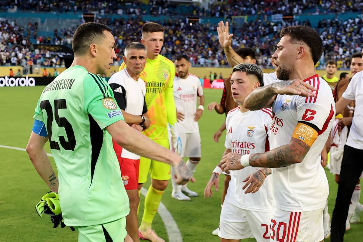 El picante cruce entre Otamendi y Marchesin, tras el 2 a 2 entre Boca y Benfica