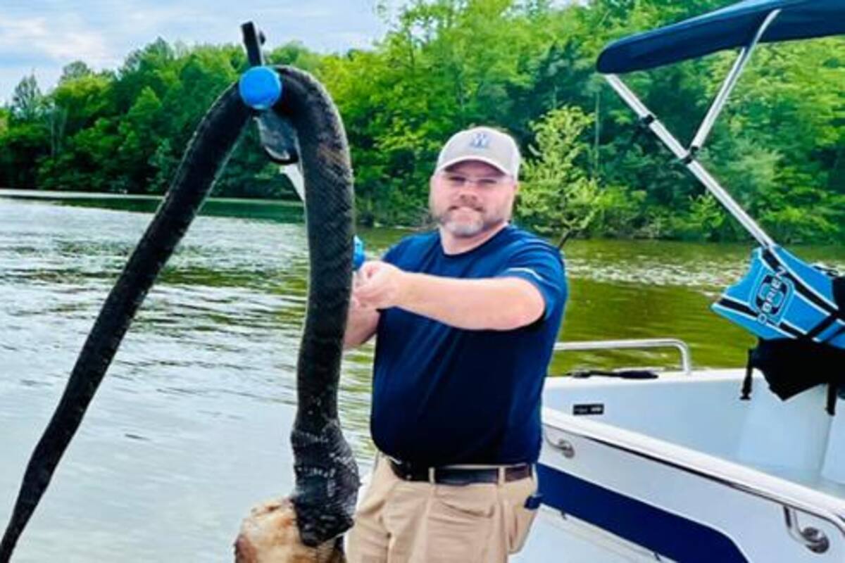 El piloto aseguró que no volverá a meterse en un lago tras toparse con una enorme serpiente