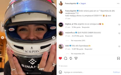 El piloto y la actriz habían compartido señales de cercanía antes de hacer pública su relación (Captura: Instagram @francolapinto)