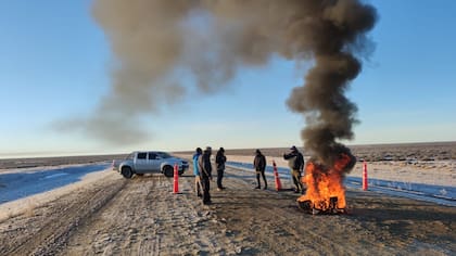 El Piquete sobre la ruta provincial 9, en el ingreso a La Barrancosa, Santa Cruz, donde anoche se registró una temperatura de 12 grados bajo cero