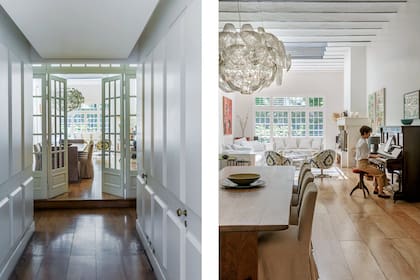 El piso del living-comedor y del pasillo de acceso es un multilaminado de eucalipto, cálido sin ostentaciones.