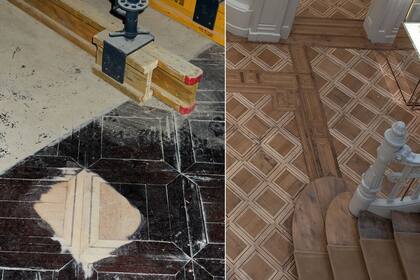 El piso fue un hallazgo, su riqueza natural se encontraba oculta bajo pintura oscura.