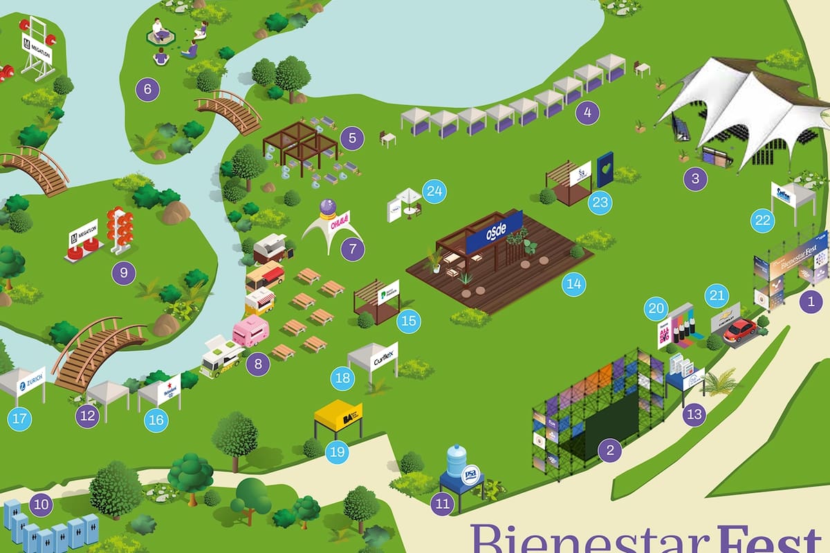 El plano del Bienestar Fest para armar el recorrido propio
