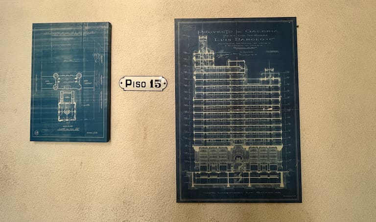 El plano original del Palacio Barolo donde figura el Salón 1923 (Año 1919)