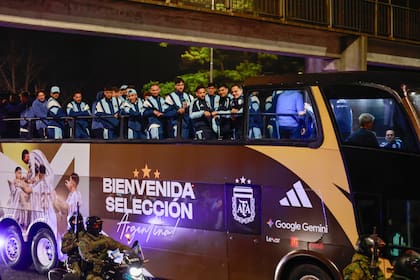 El plantel de la selección argentina fue recibido por una multitud