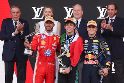 El podio de Mónaco: Hamilton, Antonelli y Hadjar