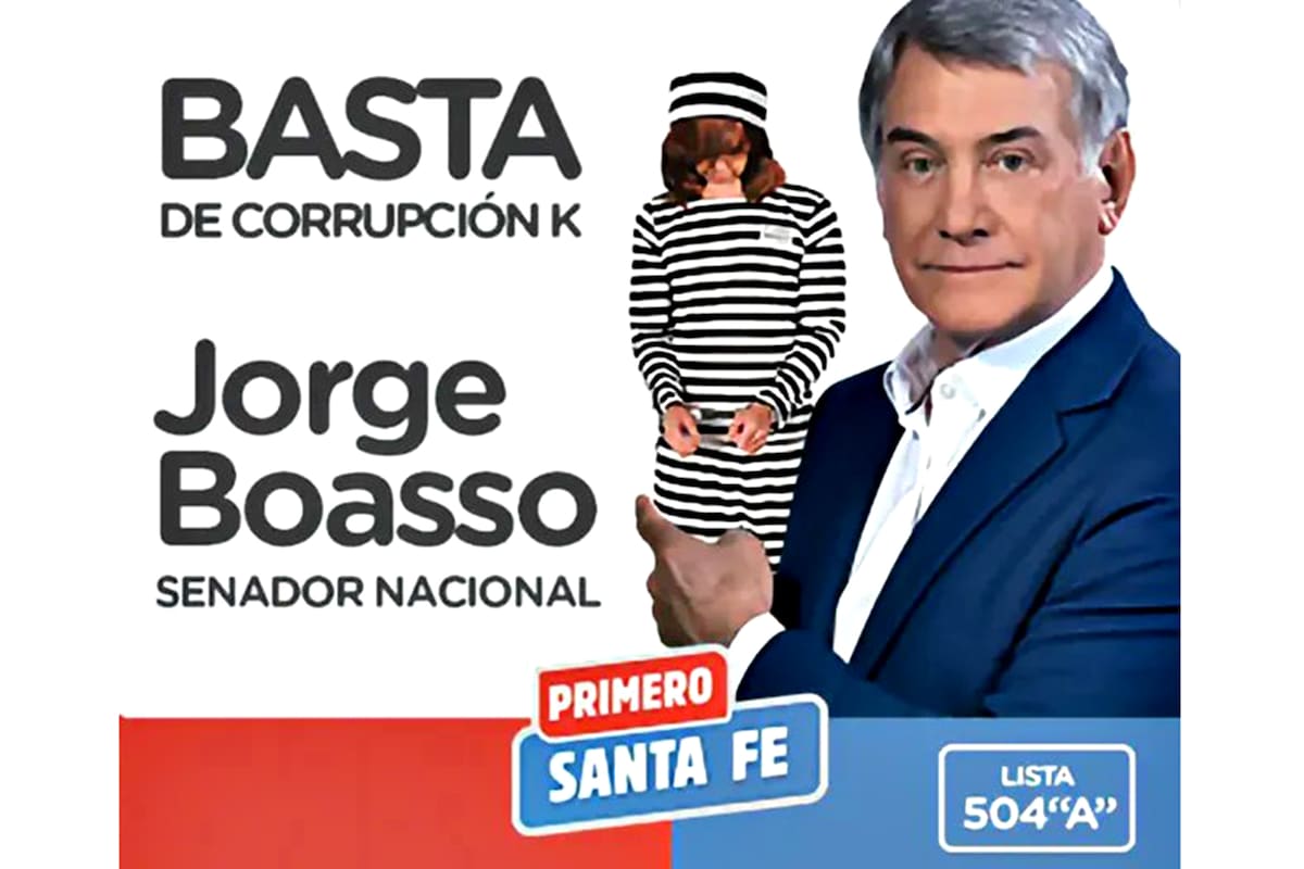El polémico afiche del senador Jorge Boasso, que motivó la renuncia de Luis Contigiani.